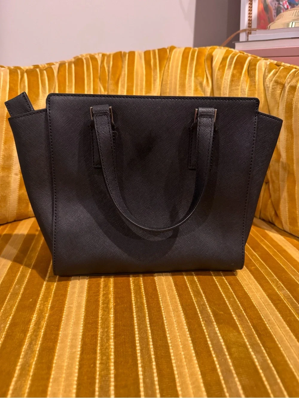 kate spade Black Velvet Floral Appliqué Tote
